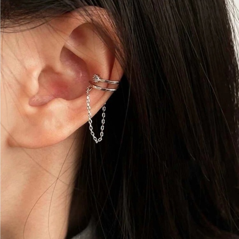 Elegant Silver Chain Ear Cuff